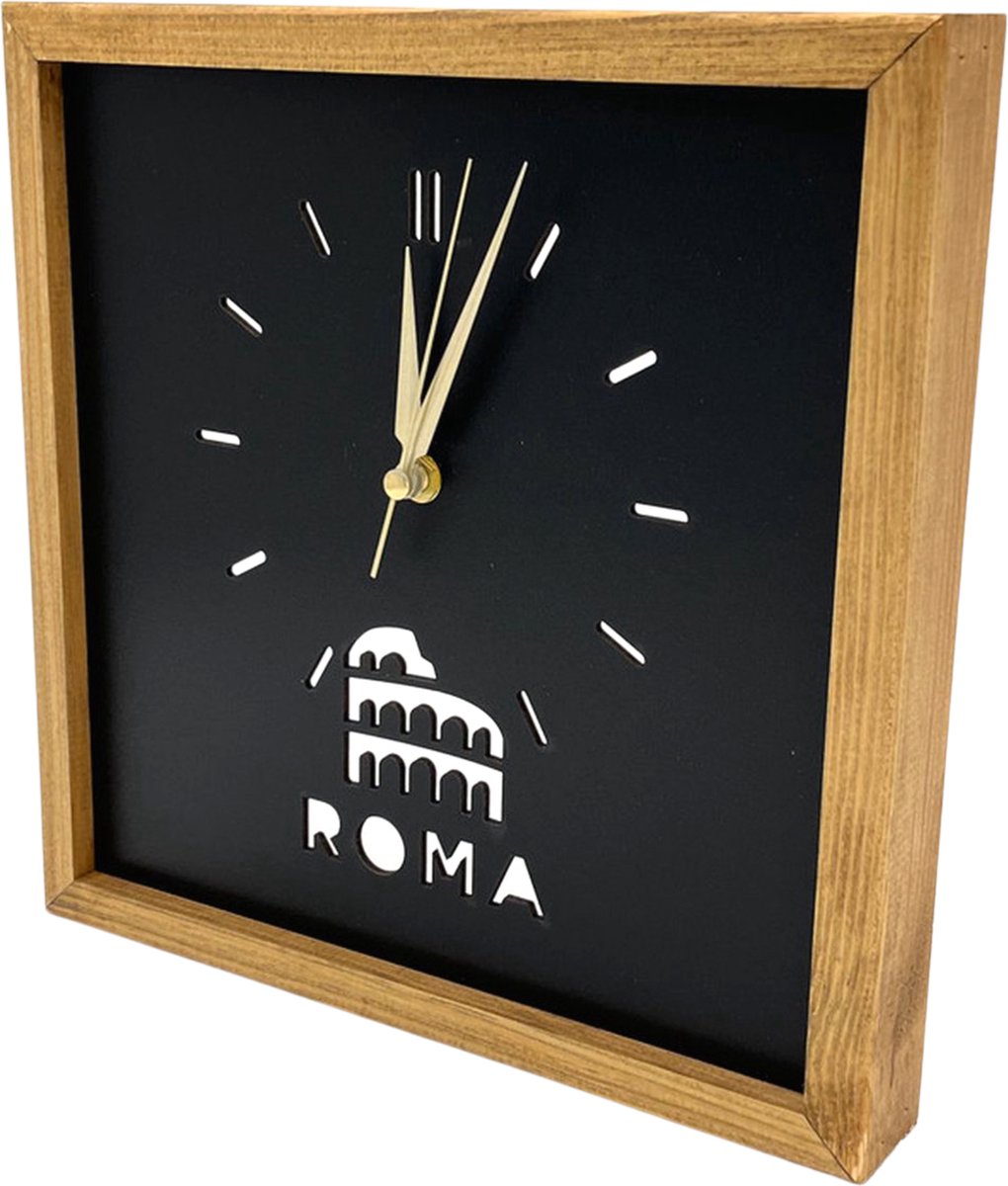 Moderne Wandklok Rome 30x30 - Wanddecoratie - Kunstwerk - Kunst aan de muur - Houten kunst - Klok - Klokken