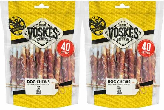 Voskes Rawhide Eend Sticks - 2 x 400 gr - Voordeelverpakking