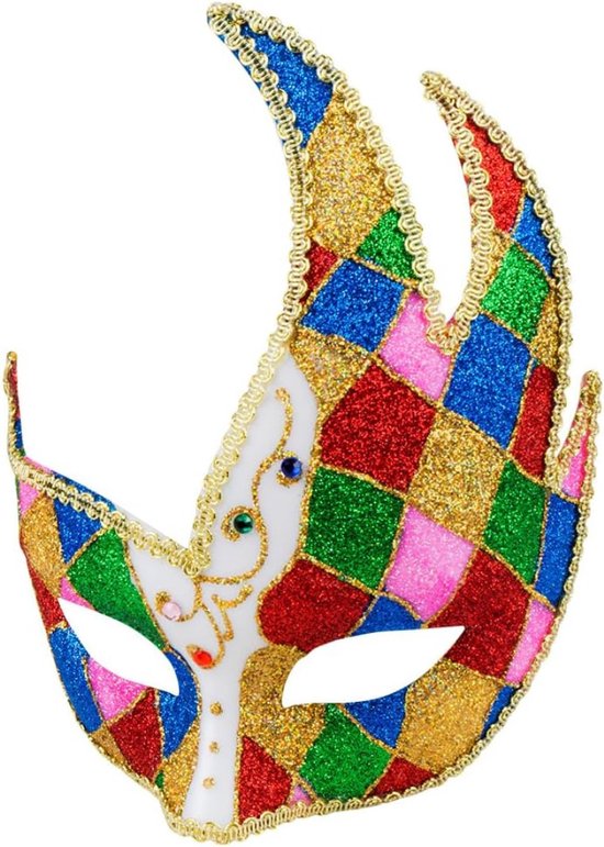 Gouden Venetiaans masker met glitters voor volwassenen - - Vegaoo