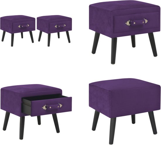 vidaXL Tables de chevet 2 pcs 40x35x40 cm Velours Violet foncé - Table de chevet - Tables de chevet - Armoire de chevet - Armoires de chevet