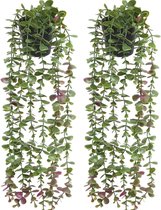 2 stuks kunstmatige hangplanten nep eucalyptus groene planten in pot kleine kunstplanten voor binnen en buiten plank wanddecoratie