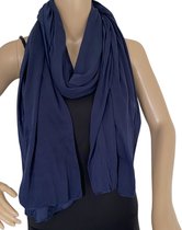 Tricot sjaal 12706 effen 210/75cm donkerblauw