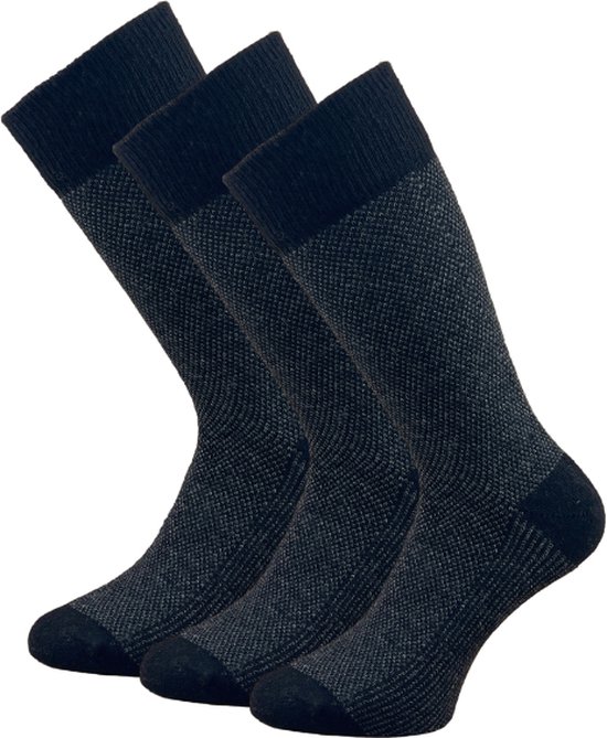 3 paar Lamswollen sokken - Gemêleerd Zwart - Maat 41-44