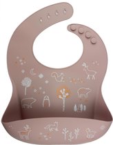 Silicone Slabber met print (Roze) - Waterdicht - Baby - Vanaf 6 maanden – Met opvangbakje - Slab