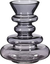 Gevormde vaas | Grijs gekleurd glas | Tulpenvaas | Bloemenvaas van glas | h16xd14cm