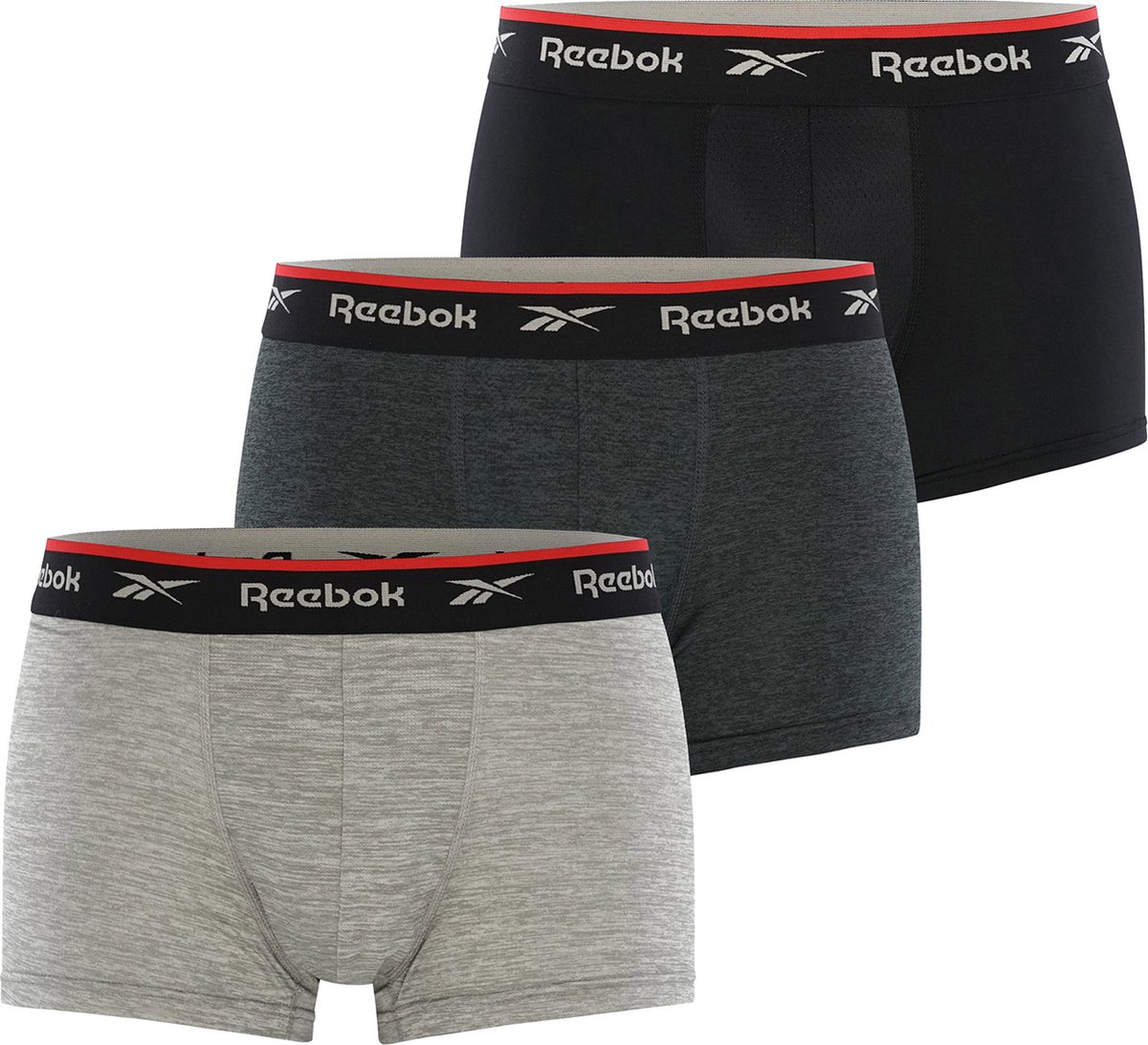 Reebok Boxershorts - 3-Pack - Maat S - Redgrave - Zwart, Grijs, Antraciet