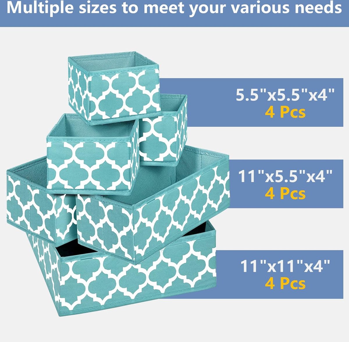 Schuifladen opbergsysteem kast organizer kledingkast, opbergdozen voor kleding, opvouwbare opbergdoos voor sokken, ondergoed, stropdassen, set van 12 (blauw)