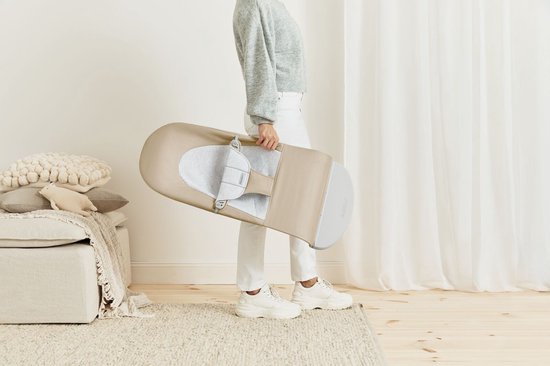 BabyBjörn Wipstoel Balance Soft - Geweven-Jersey - Beige-Grijs - Ergonomisch - Verstelbaar - Inklapbaar — afbeelding 4