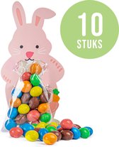 Sachets fête lapin – Sachets bonbons – sachets cellophane avec lapin en karton – 10 pièces – 11cm x 6cm