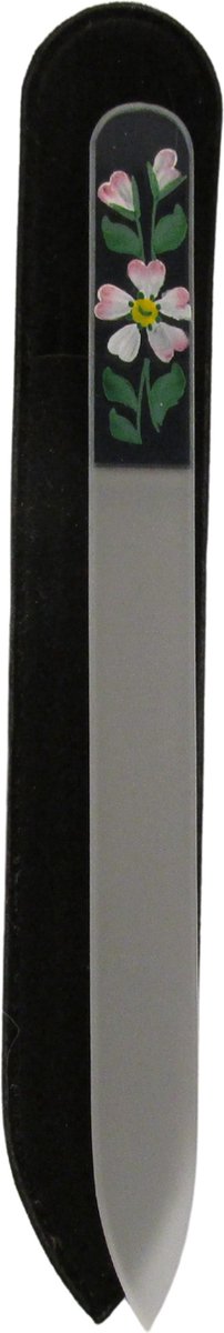 Goedkoopste MILANO Professionele Kristal Glas Nagelvijl Glass Nailfile - Handbeschilderd - Roze bloem