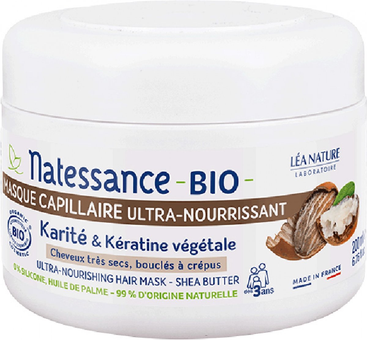 Natessance Ultra Voedend Haarmasker met Karitéboter en Organische Plantaardige Keratine 200 ml