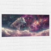 Muursticker - Eenhoorn - Unicorn - Wolken - Kleuren - Sterren - 100x50 cm Foto op Muursticker