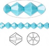 Swarovski Elements, 36 stuks Xilion Bicone kralen (5328), 6mm, turquoise