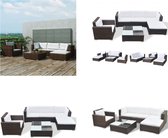 vidaXL 6-delige Loungeset met kussens poly rattan bruin - Lounge Sets - Lounge Sets - Rotan Lounge Set - Tuin Banken