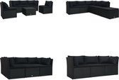 vidaXL 4-delige Loungeset met kussens poly rattan zwart - Tuinbankenset - Tuinbankensets - Tuinbanken Set - Tuinbanken Sets