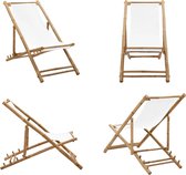 vidaXL Chaise de patio Bambou et toile - Chaise longue - Chaises longues - Chaise longue - Chaises longues