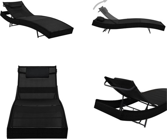 vidaXL Ligbedden met tafel - Poly Rattan Grijs - Loungeset - Tuinstoel
