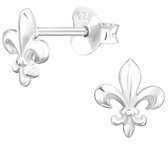 Joy|S - Zilveren fleur de lis oorbellen - 7 x 6 mm - Franse lelie