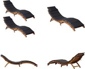 vidaXL Ligstoelen met kussens 2 st massief acaciahout donkergrijs - Ligstoel - Ligstoelen - Zonnebed - Tuin Ligstoel
