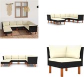 vidaXL 8-delige Loungeset met kussens poly rattan zwart - Tuinstoel - Tuinstoelen - Loungestoel - Loungestoelen