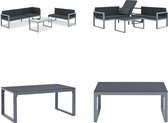 vidaXL 3-delige Loungeset met kussens aluminium zwart - Bankenset - Bankensets - Banken Set - Banken Sets