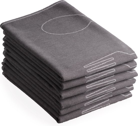 Torchons de Luxe - 6 pièces - motif couverts hip - gris - 50x70cm