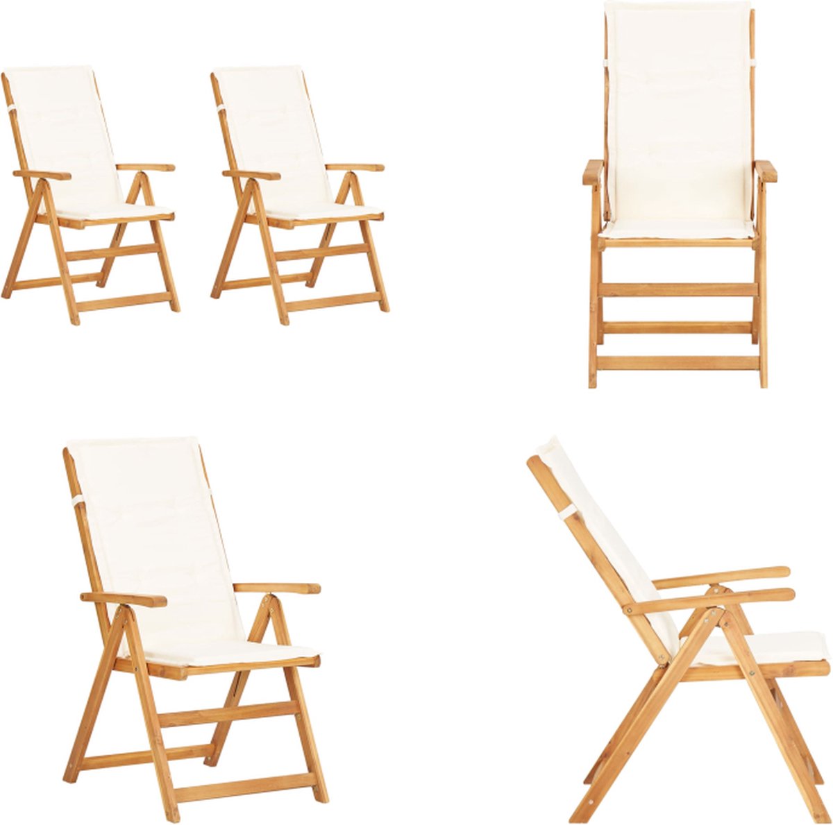 VidaXL Tuinstoelen 2 st verstelbaar massief acaciahout bruin Houten Stoel Houten Stoelen Tuin Stoel Tuin Stoelen