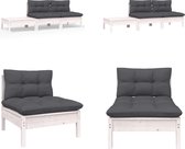 vidaXL 3-delige Loungeset met kussens massief grenenhout wit - Loungeset - Loungesets - Lounge Set - Lounge Sets