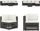 vidaXL 6-delige Loungeset met kussens grijs geïmpregneerd hout - Pallet Loungeset - Pallet Loungesets - Tuinset - Tuinsets