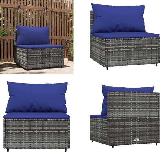 Banc de jardin vidaXL avec coussins - Poly tressée Grijs - Banc de jardin - Meubles Plein air - Canapé de Garden - Confortable - Robuste - Modulaire - Résine tressée - Grijs