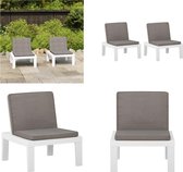 vidaXL Loungestoelen 2 st met kussens kunststof wit - Loungestoel - Loungestoelen - Tuinstoel - Tuinstoelen