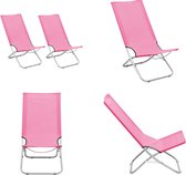 vidaXL Strandstoelen 2 st inklapbaar stof roze - Campingstoel - Campingstoelen - Kampeerstoel - Kampeerstoelen