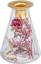 Vase en Verres Rayher, conique avec fleurs séchées + bougeoir