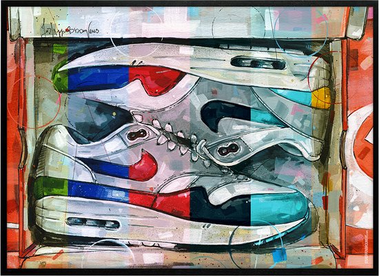 Sneaker print shoebox colourway 71x51 cm *ingelijst & gesigneerd