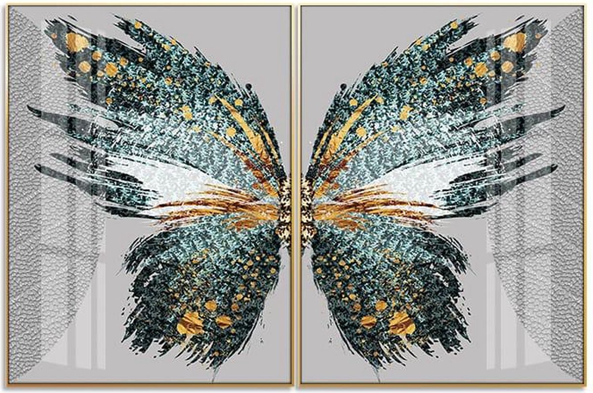 Butterfly Crystal Porcelain schilderij met frame. Afmeting 30x40