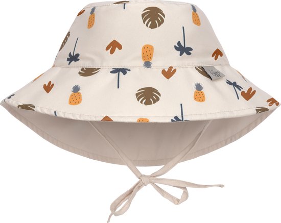 Lässig - UV-Beschermende bucket hoed voor kinderen - Botanical - Offwhite - maat S (43-45cm)