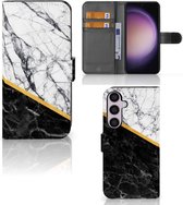 Mobiel Case Geschikt voor Samsung Galaxy S24 Plus GSM Hoesje Marble White Black