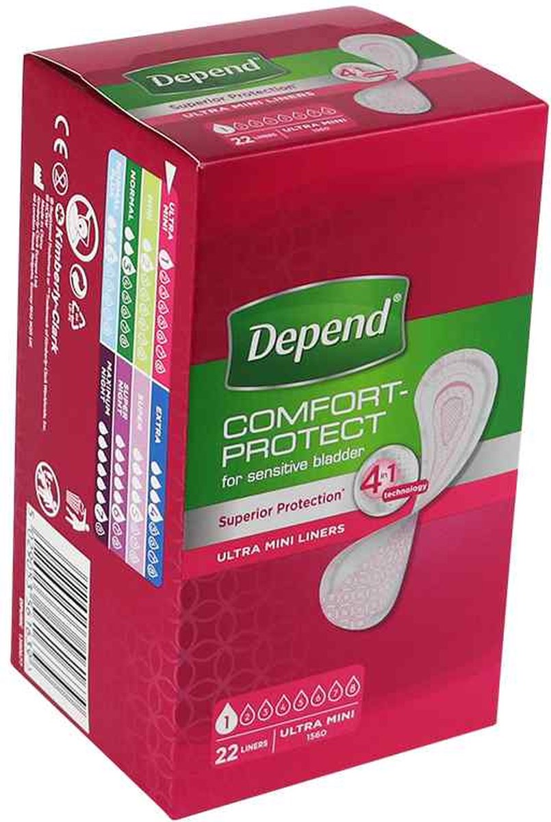 Goedkoopste Voordeelverpakking 4 X Depend Verband Ultra Mini, 22st (1560