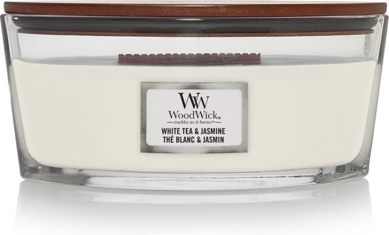 WoodWick Heartwick Flame Ellipse Geurkaars - White Tea & Jasmine