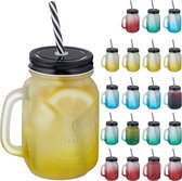 Relaxdays drinkglazen - set van 20 - retro glazen - zomers design - rietje & deksel - glas