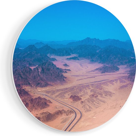 Artaza Forex Muurcirkel Bergen in de Woestijn in Egypte - 60x60 cm - Wandbord - Wandcirkel - Rond Schilderij - Wanddecoratie Cirkel