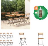 vidaXL Bistrostoelen 8 st inklapbaar massief teakhout en staal Tuinstoel Inclusief Houtreiniger en verfrisser