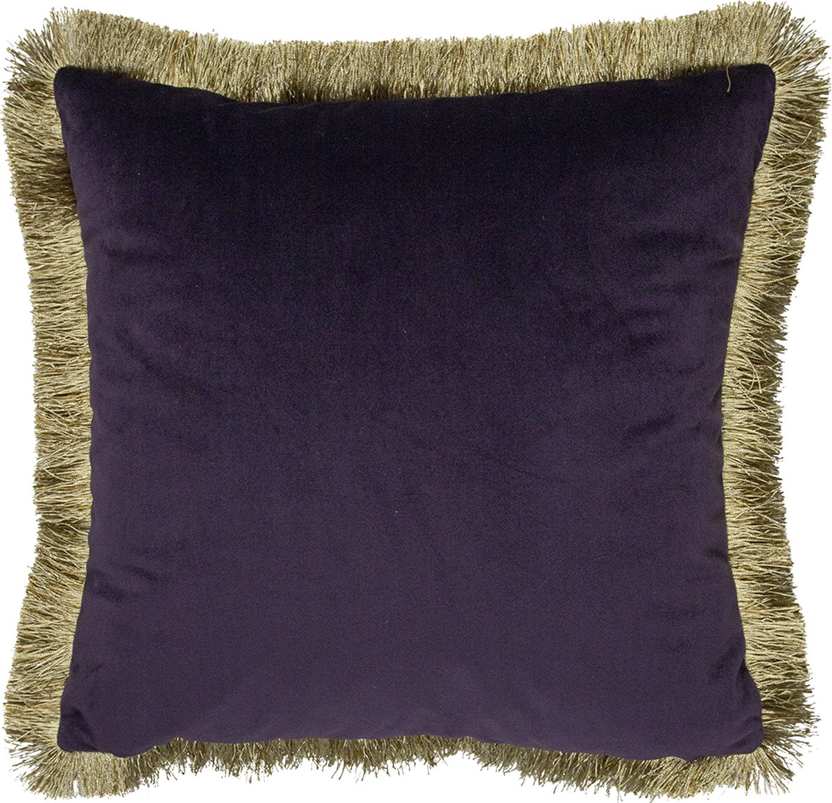 Mars & More kussen fluweel gouden franjes plum 45x45cm Paars