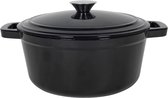 Gietijzeren braadpan zwart geëmailleerd - grootte naar keuze - massief ijzeren braadpan met handgrepen - pan voor grill oven oven stoofpan kookpan ingebrand voedselveilig (24 cm)