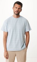Pique T-shirt With Structured Stripes Mannen - Blauw - Maat M