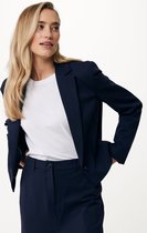 Cropped Single Breasted Blazer Dames - Navy - Maat 36