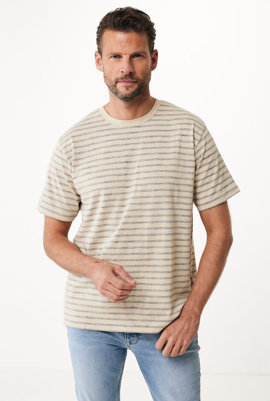Short Sleeve T-shirt With Stripes Mannen - Beige - Maat XL