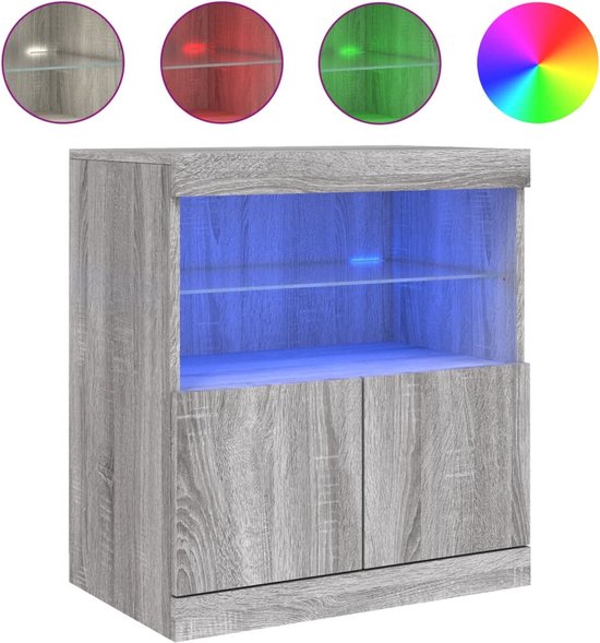 Buffet avec éclairage LED vidaXL 60 x 37 x 67 cm Chêne Sonoma gris