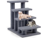 Krabpaal van lamswol, activiteitencentrum voor katten in trapvorm, klimboom voor katten in 4 etages, belasting 25 kg, 60,5 x 40 x 60 cm (blauw-grijs)HMCWPS7174GR