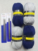 Noorse sokkenwol - Scheepjes combi pack - 2 kleuren, 2 bollen per kleur - met sokkenbreinaalden